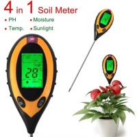 4 In 1 pH Moisture Soil Meter LCD Temperature Sunlight for Garden Farm Greenhouse Soil Fertility Tester
