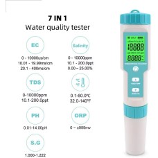 7 in 1 Water Quality Meter Digital PH Meter EC Meter TDS Meter